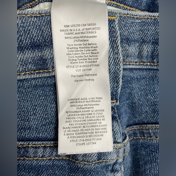 CURRENT/ELLIOTT The Super High Waist Stiletto Jean in Harvey Destroy Sz. 27 - Picture 7 of 8